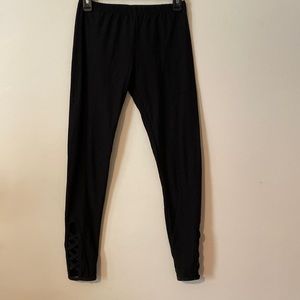 Women’s juniors no boundaries lattice leggings stretch pants black medium 7-9